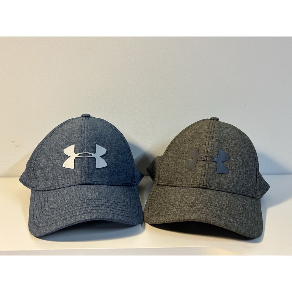 Under Armour Mens Baseball Cap Hat 2pc Set Gray Blue Fitted Size L XL